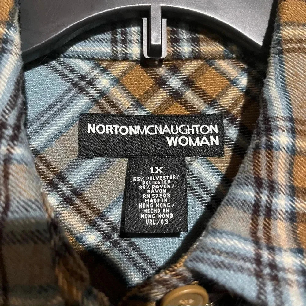 Norton Mcnaughton Size 1X Western Plaid Flannel Shirt Jacket Shacket - Picture 3 of 7